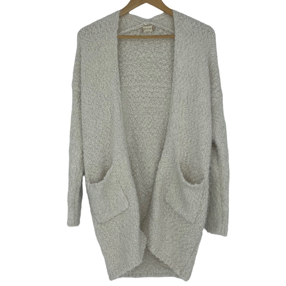 Altar'd State soft & cozy fuzzy cream open front cardigan with pockets wms sz M